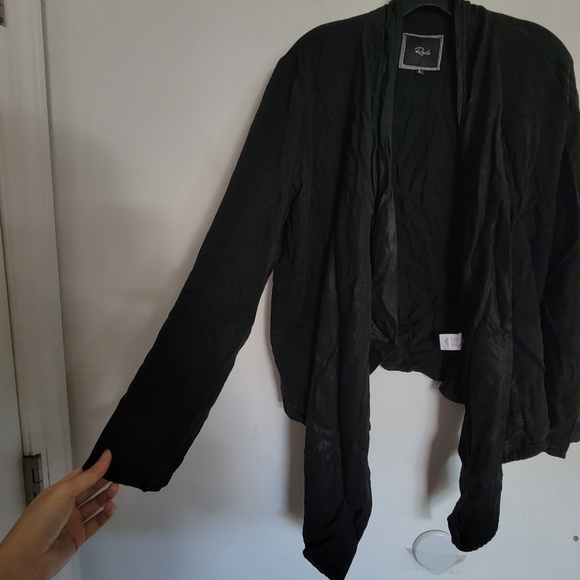 Rails Black Draped Waterfall Open Front Long Sleeve Cardigan Light Jacket Large - Picture 4 of 13